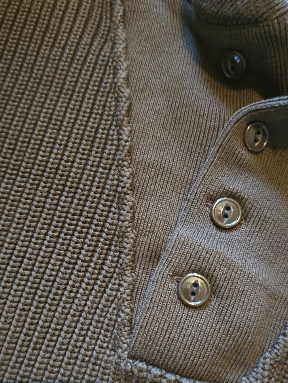 Filson Dark Brown Ribbed Button-Neck Turtleneck Sweater